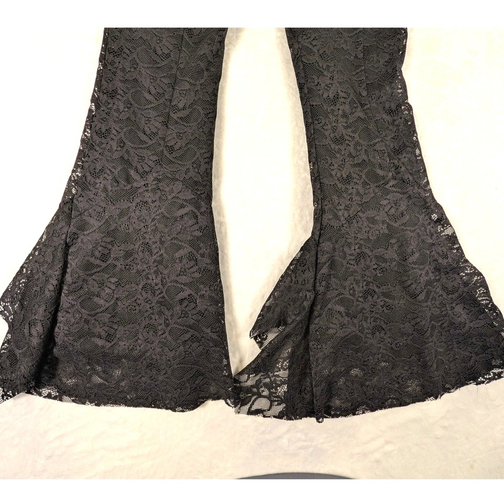 Chelsea Violet Black Floral Lace Bell Bottom Flare Pants Girls Size Medium 10/12 - Picture 5 of 12